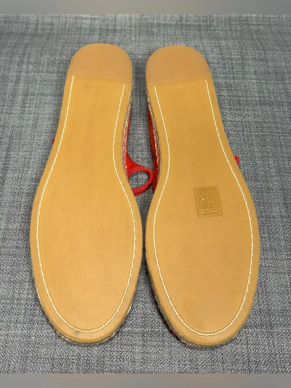 Tory Burch Suede Mary-Jane Espadrille Flats Blazing Red Size 9M
